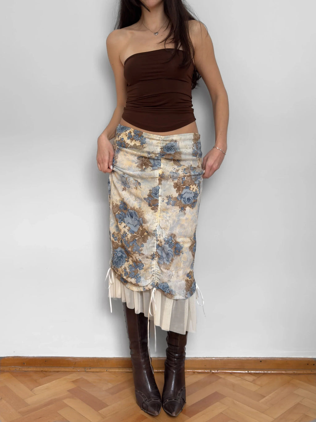 Floral Print Tulle Skirt