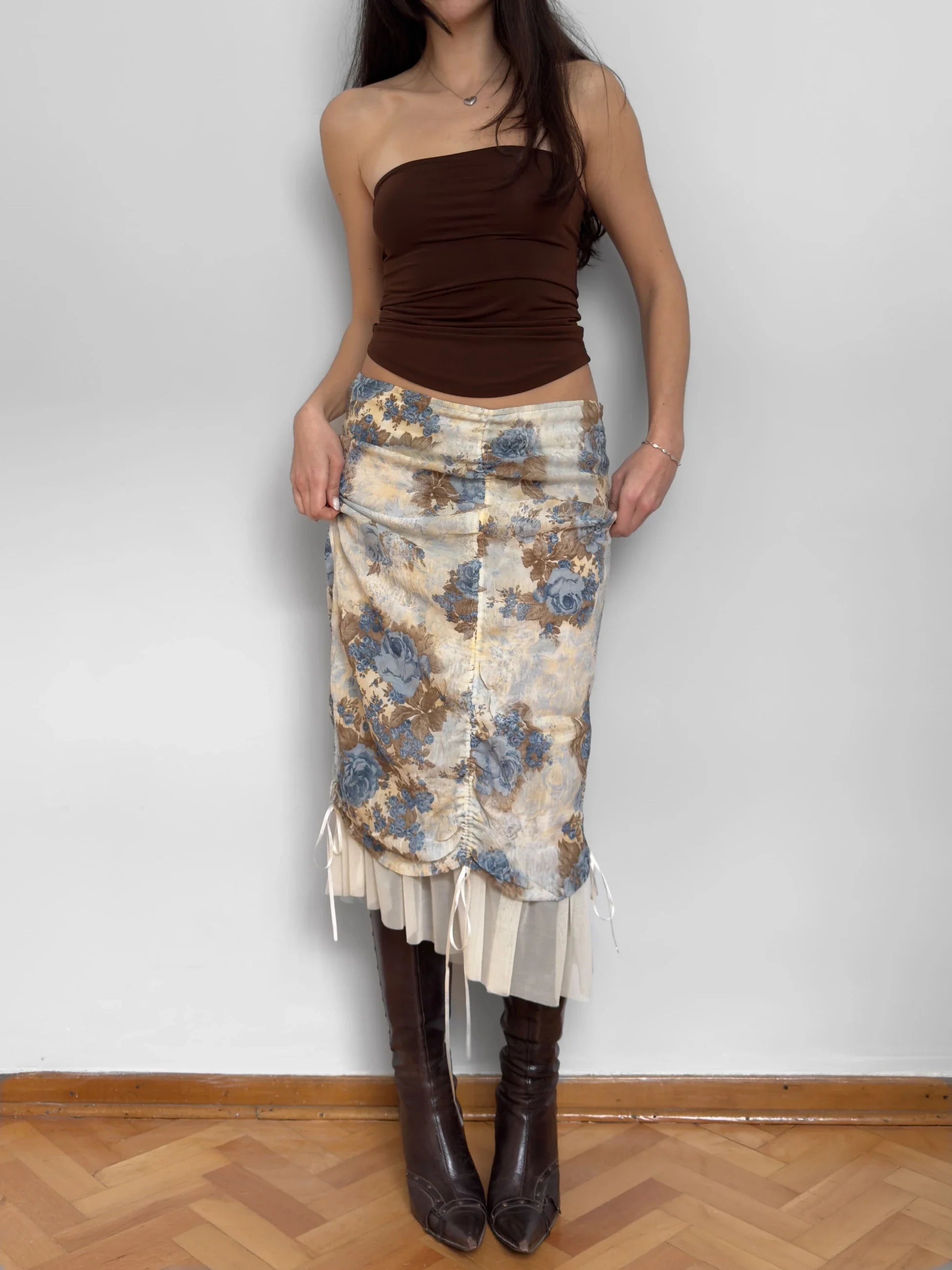 Floral Print Tulle Skirt