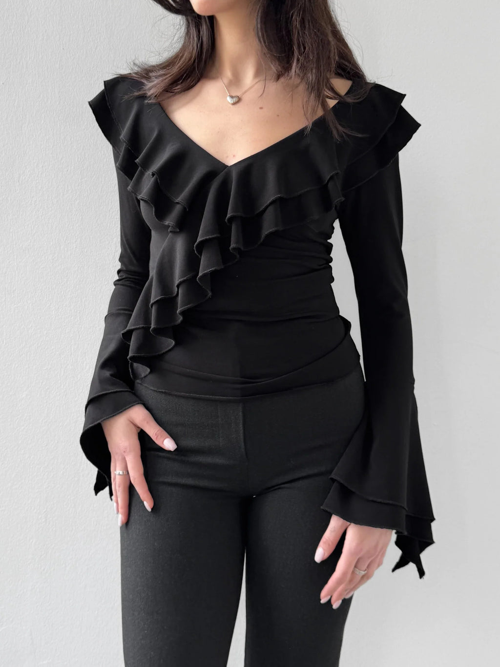Black Ruffled Blouse