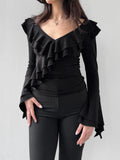 Black Ruffled Blouse