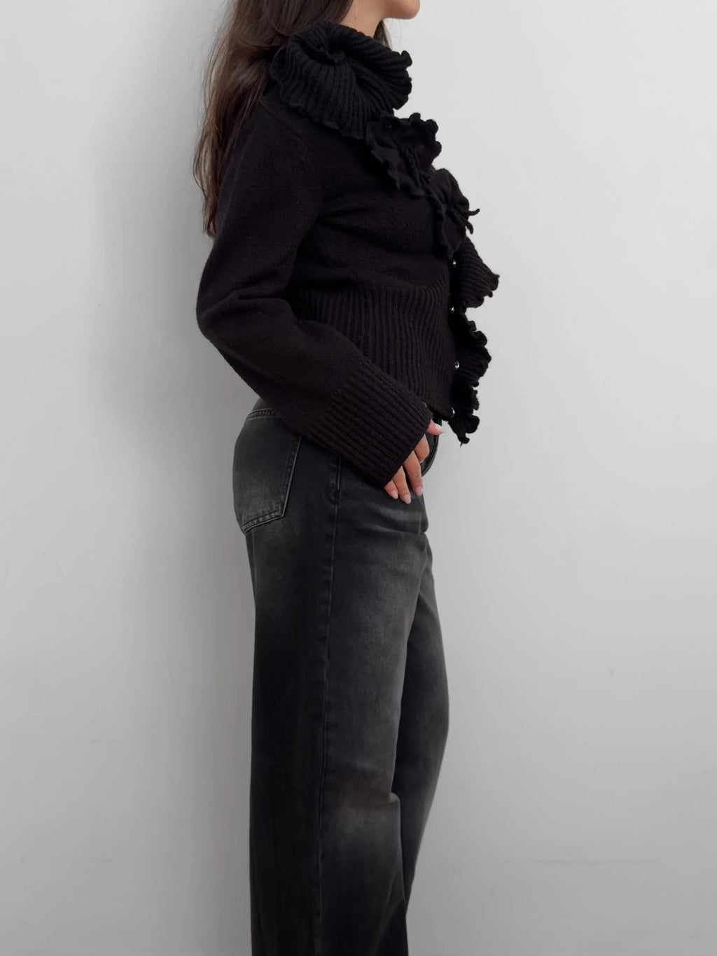 Black Wool Cardigan