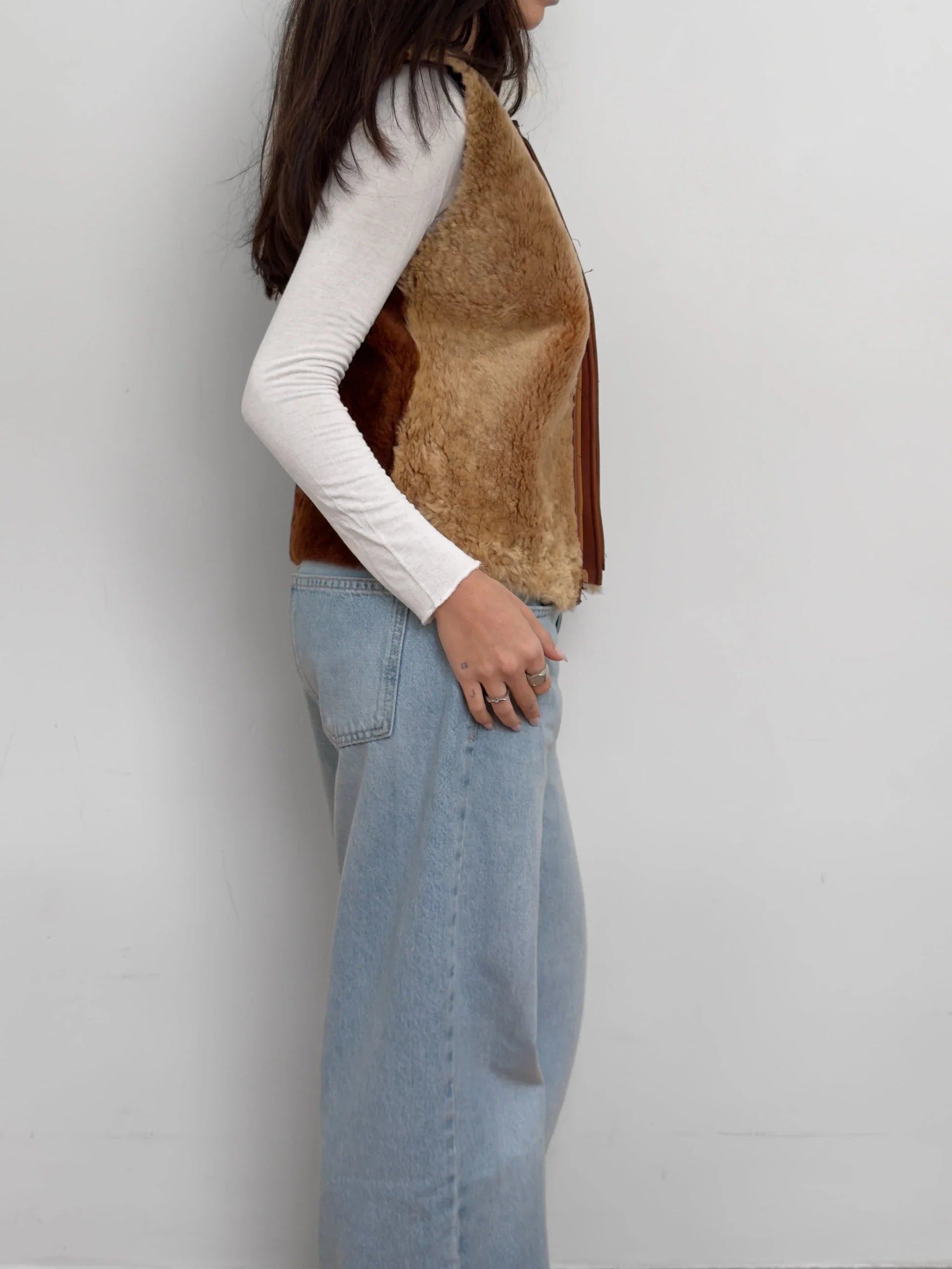 Fur-Trimmed Leather Vest