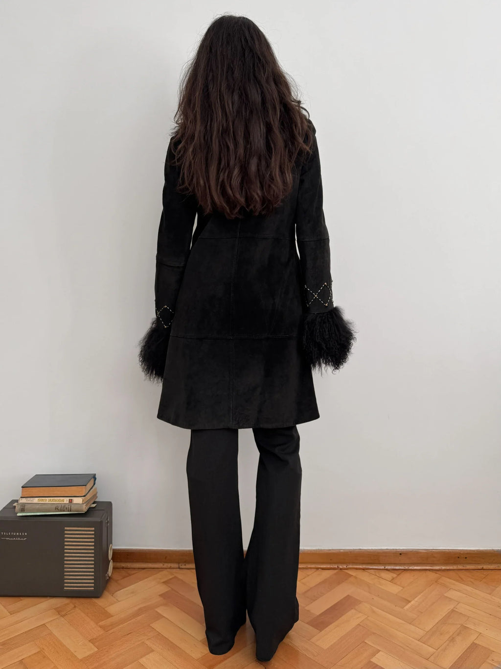 Plush-Detailed Nubuck Overcoat