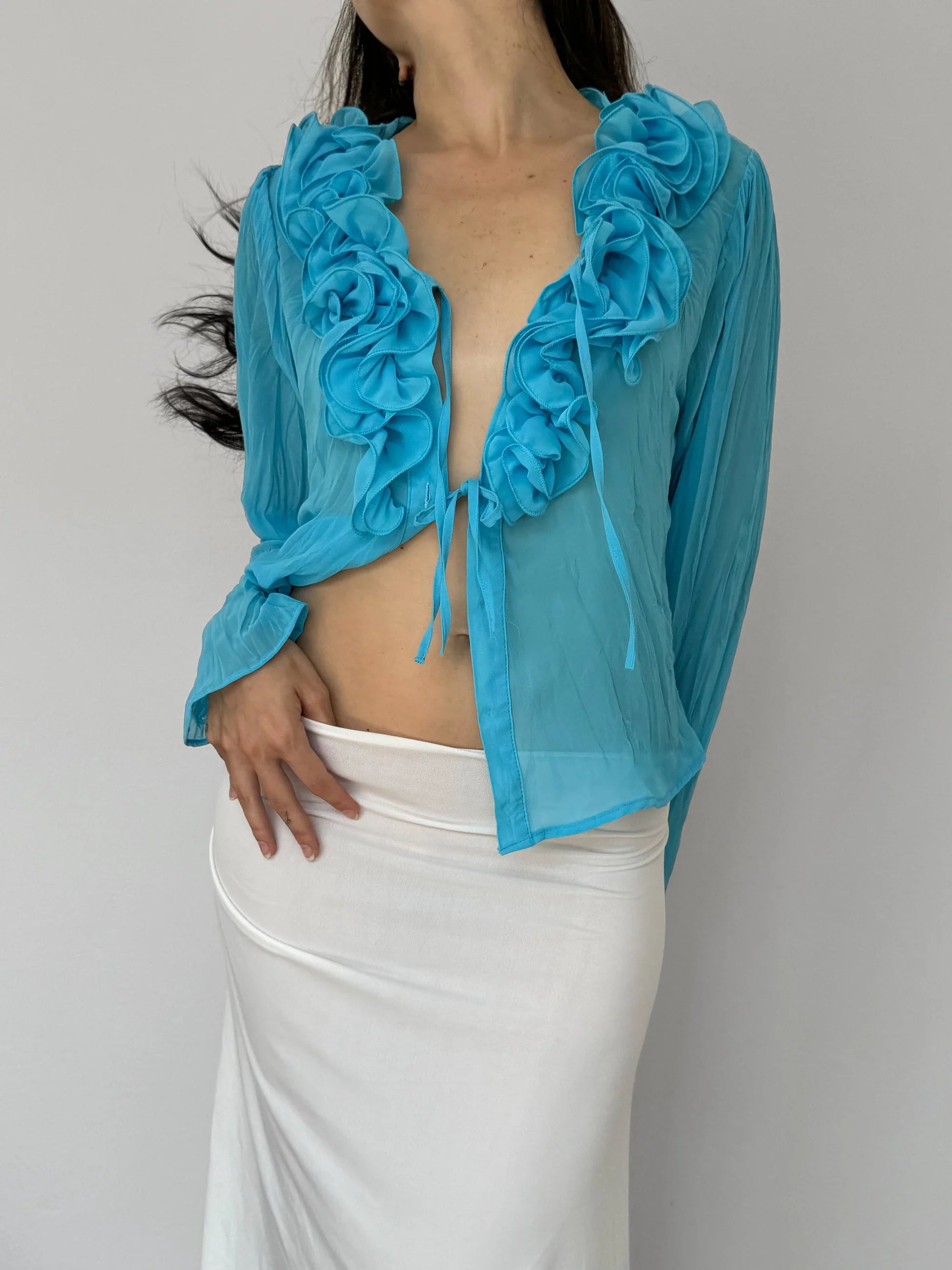 Blue Tulle Blouse