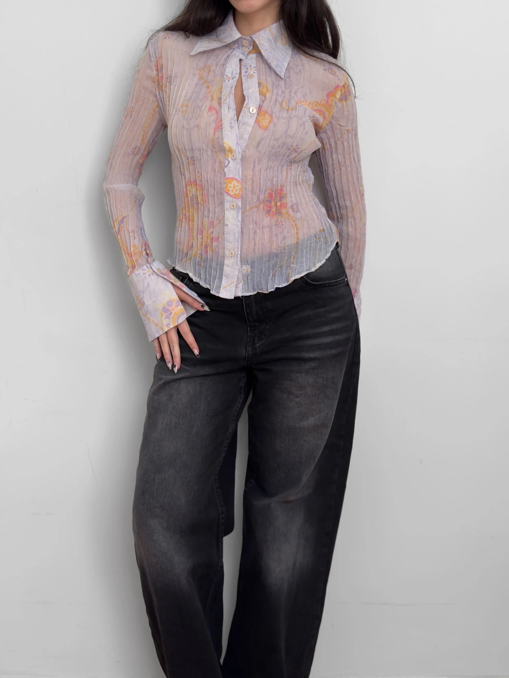 Patterned Chiffon Shirt