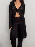 Black Pointelle Mohair Cardigan