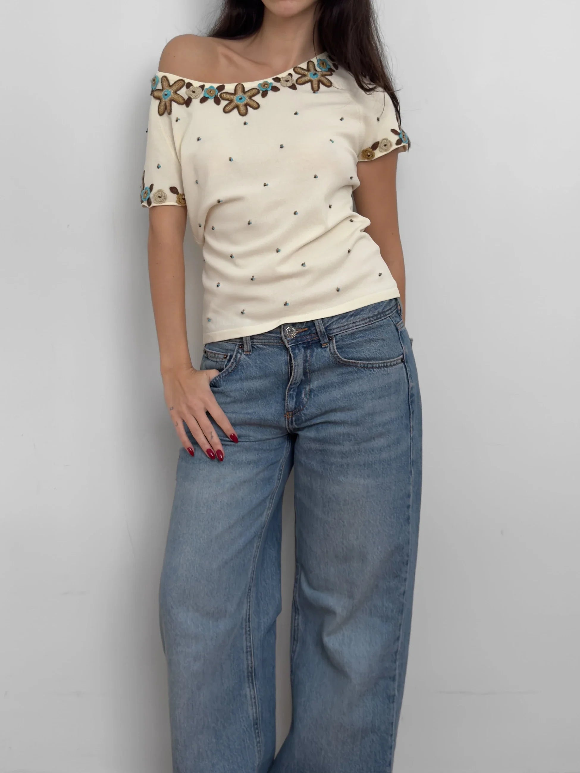 Cream Knit Blouse