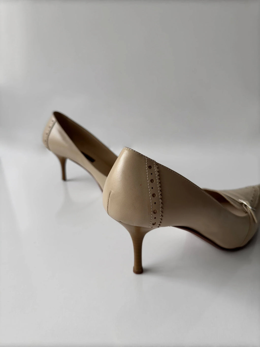 Cream Leather Heeled Shoes