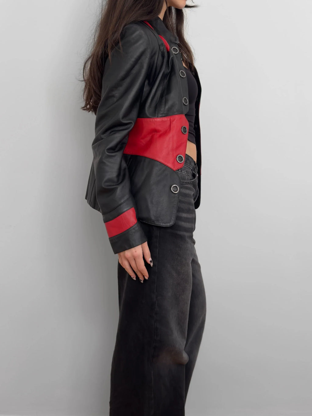 Two Coloured Leather Jacket