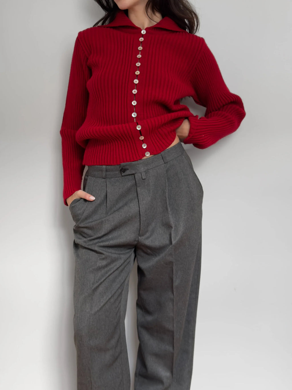 Red Wool Blend Knit Sweater