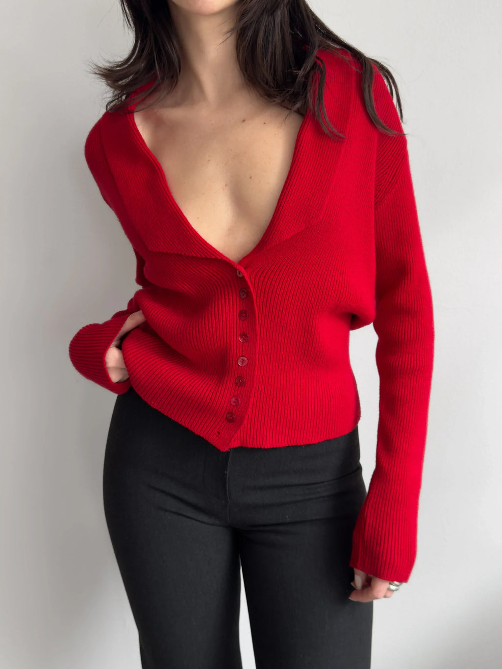 Red Knit Cardigan