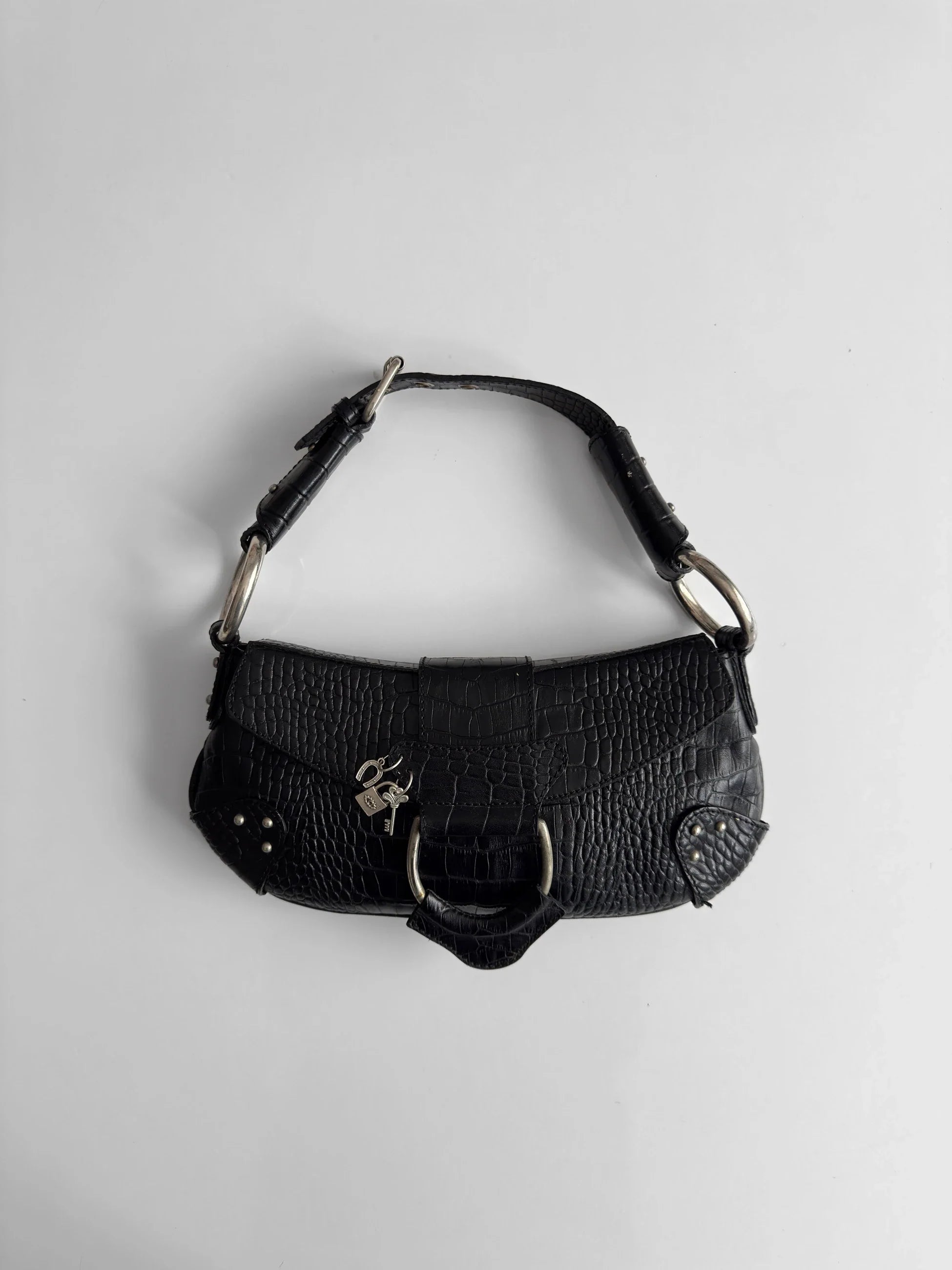 Charm-Detailed Leather Bag