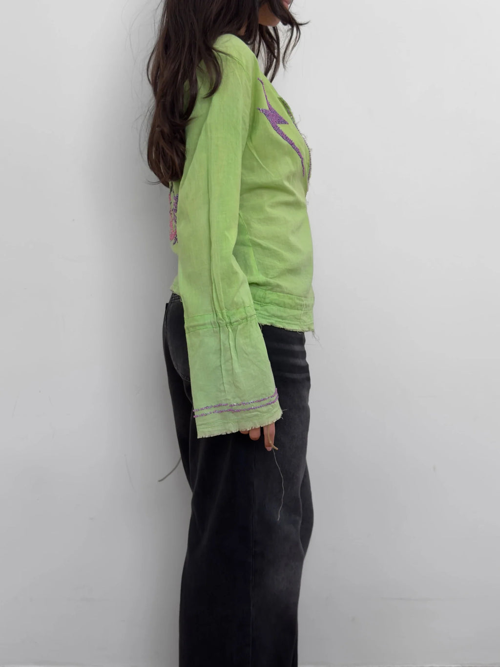Beaded Green Blouse