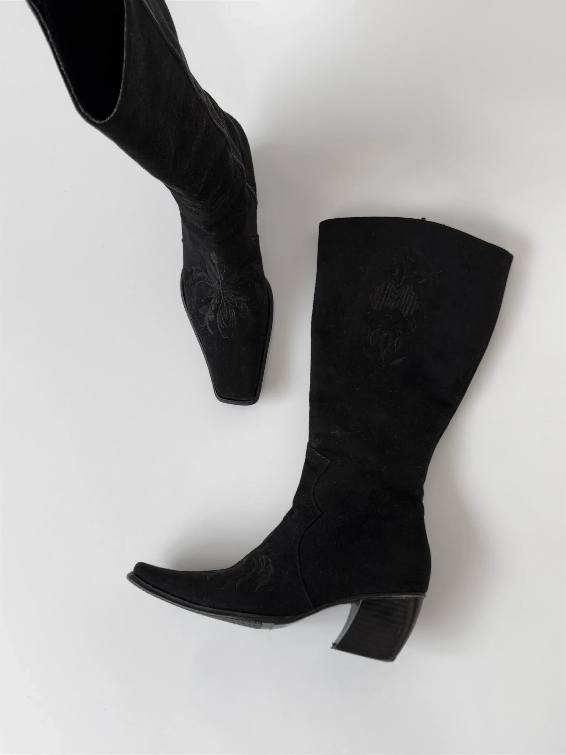 Embroidered Suede Boots