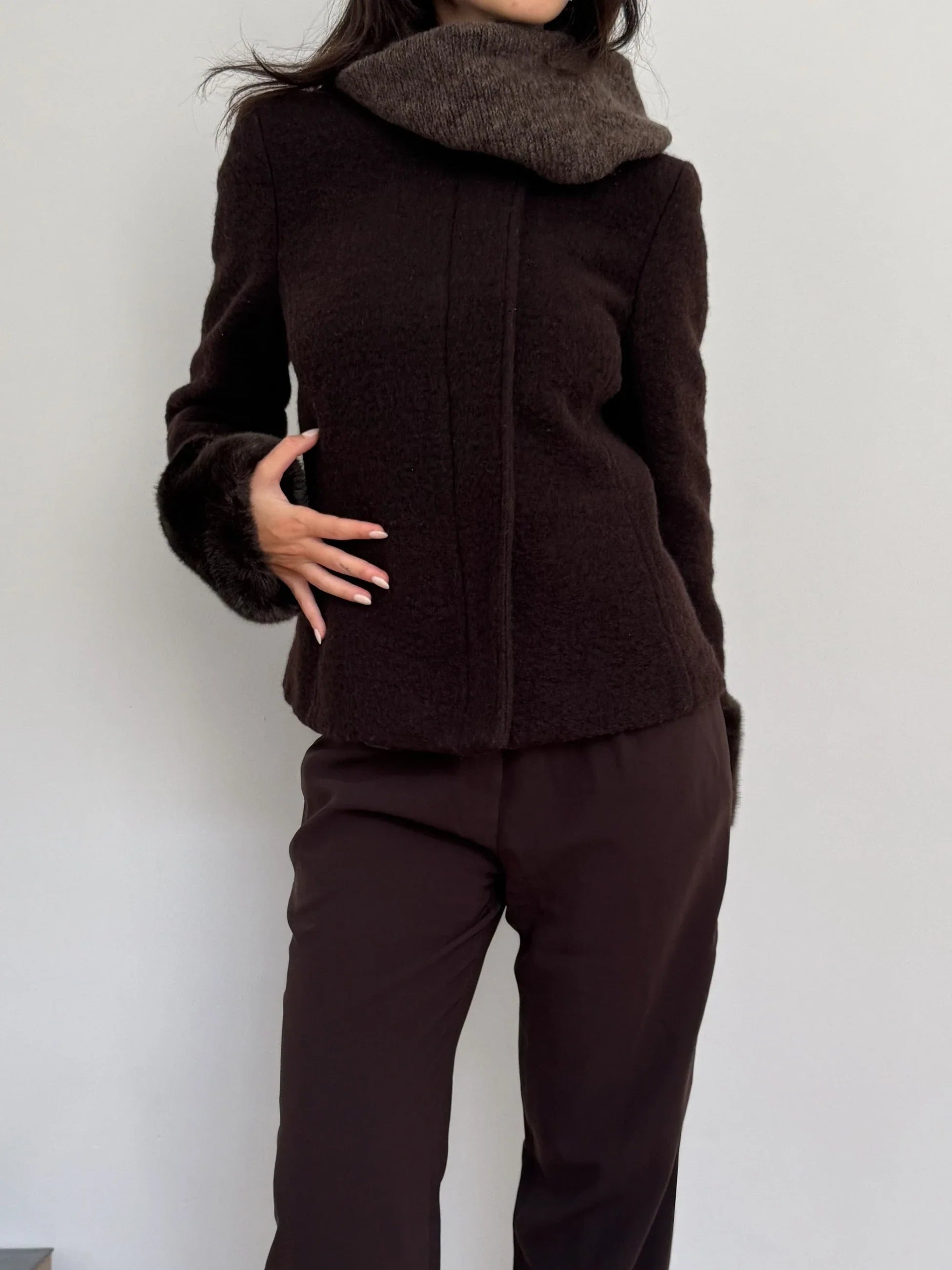 Brown Fur-Trimmed Coat