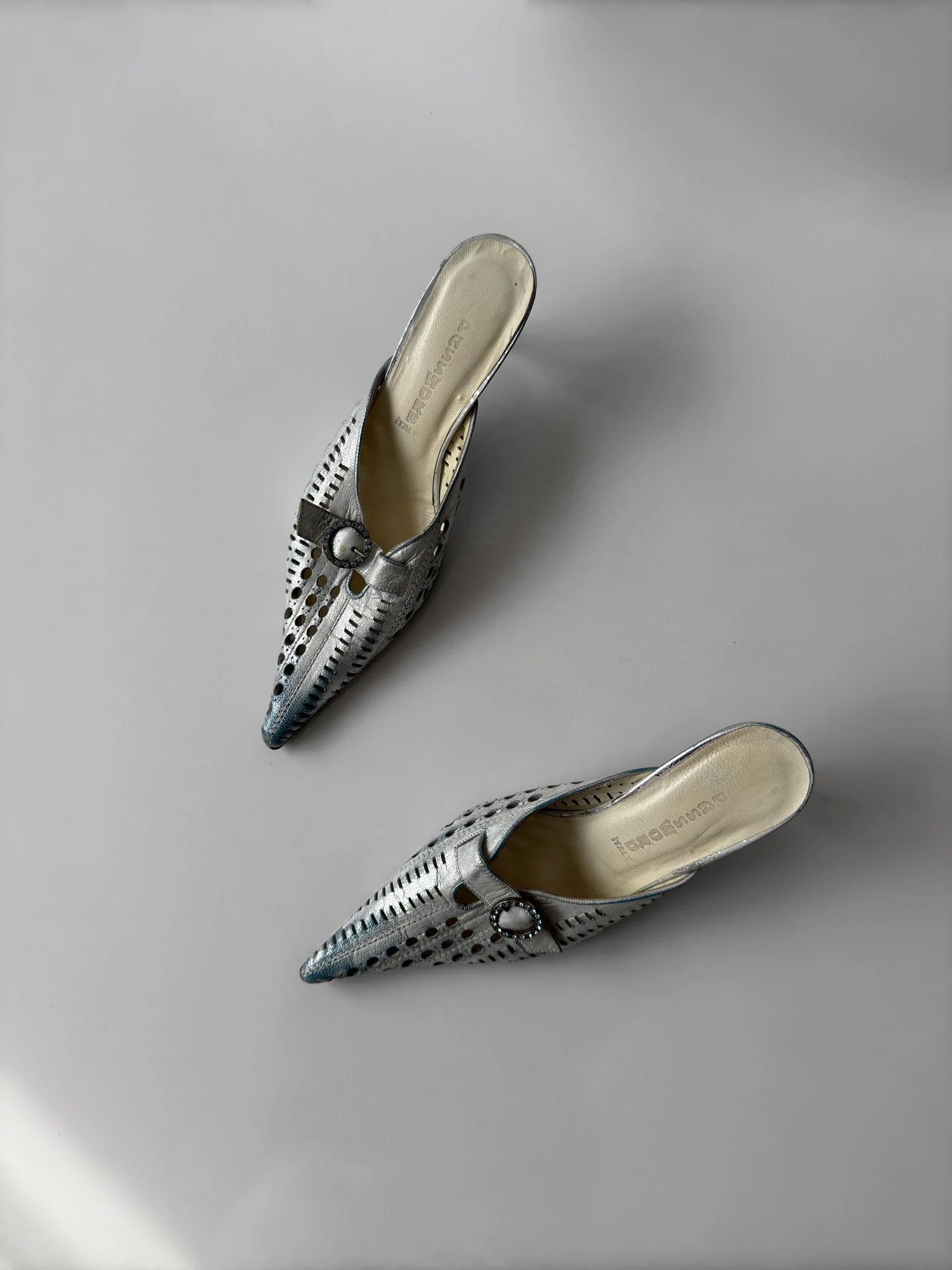 Metallic Heeled Mules