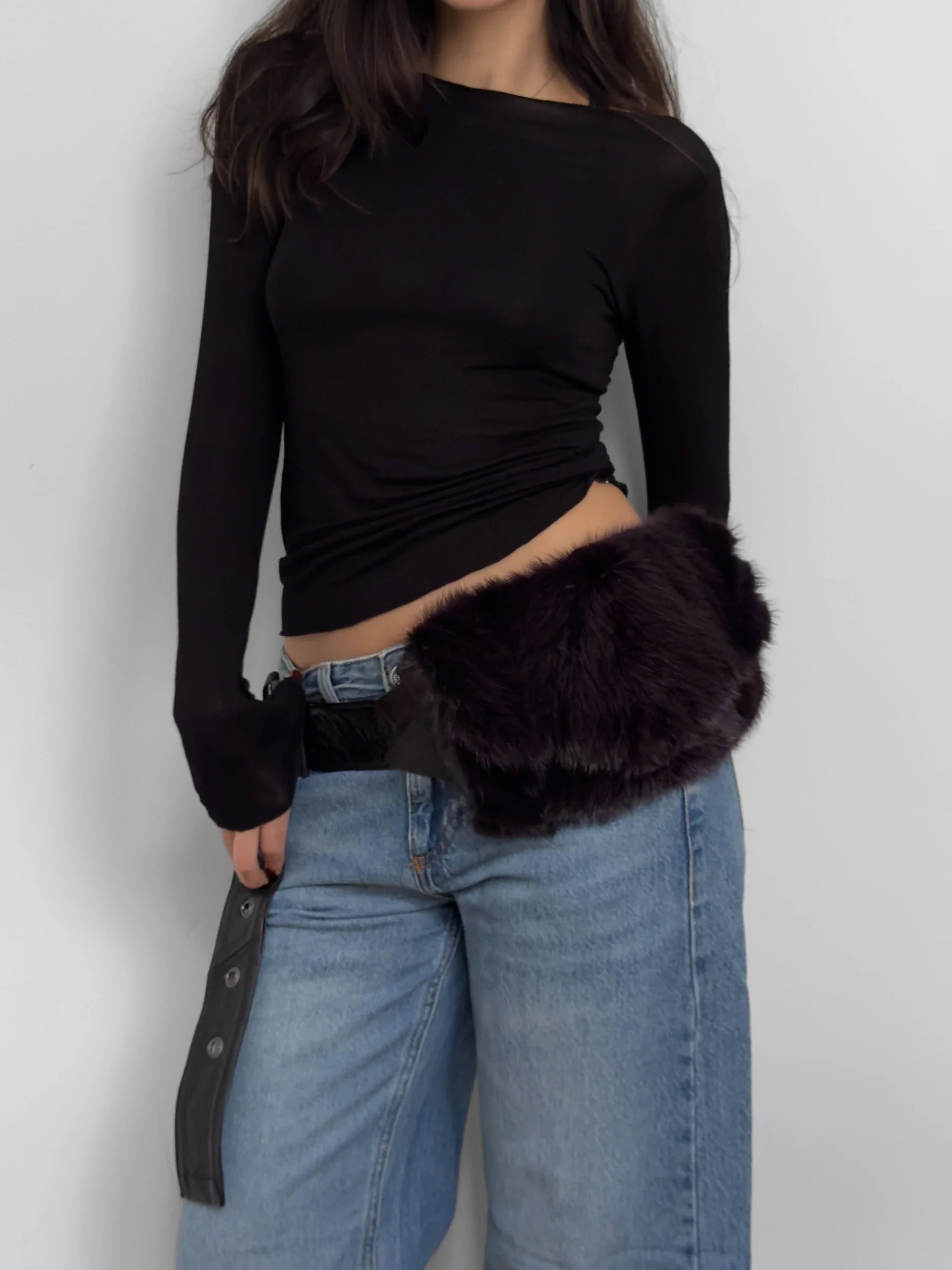 Fur-Trimmed Belted Waist Bag