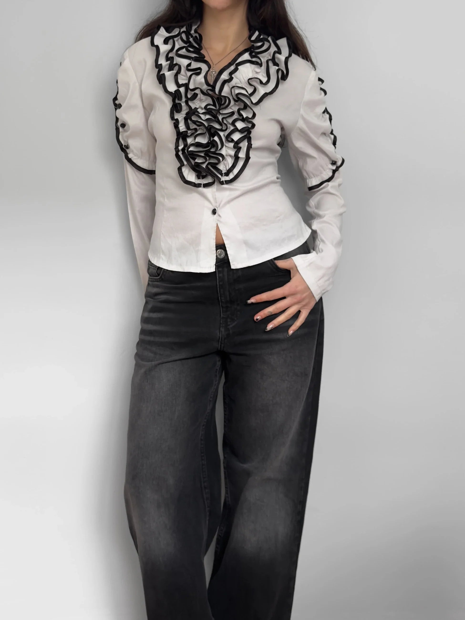 Ruffled Contrast Shirt