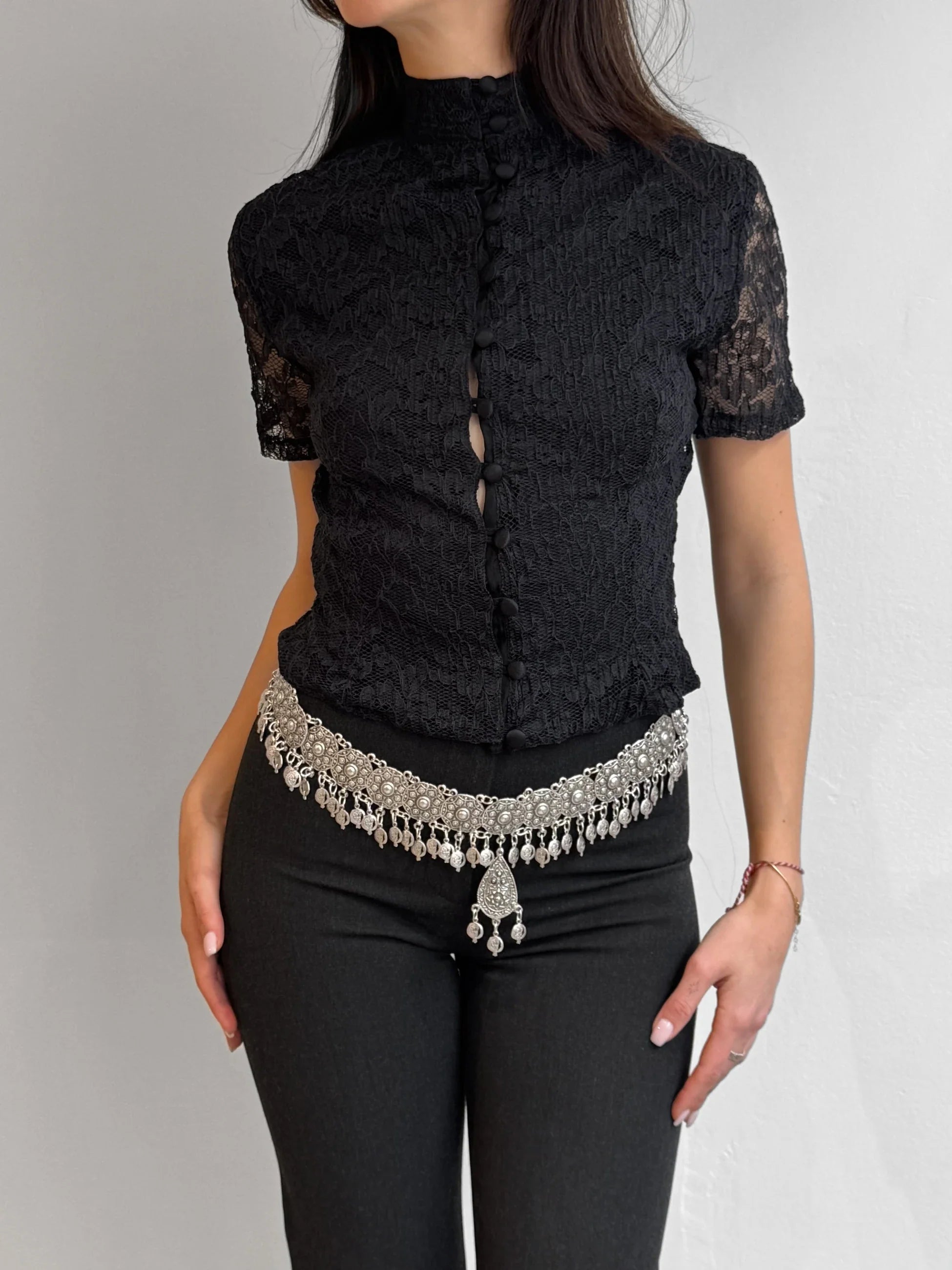 Short Sleeve Lace Blouse
