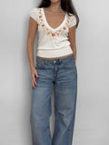 Embroidered Knit Blouse