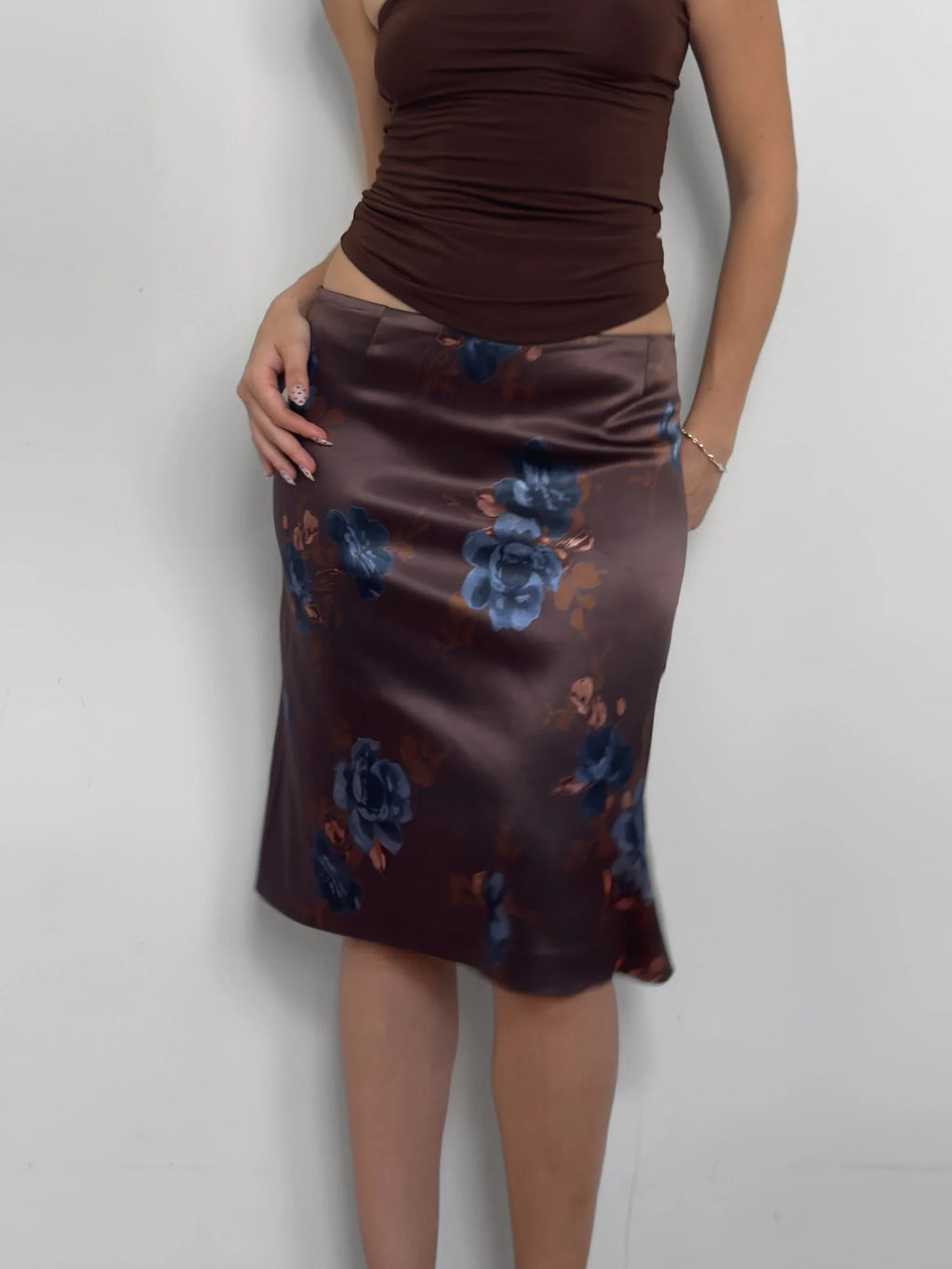 Floral Satin Skirt