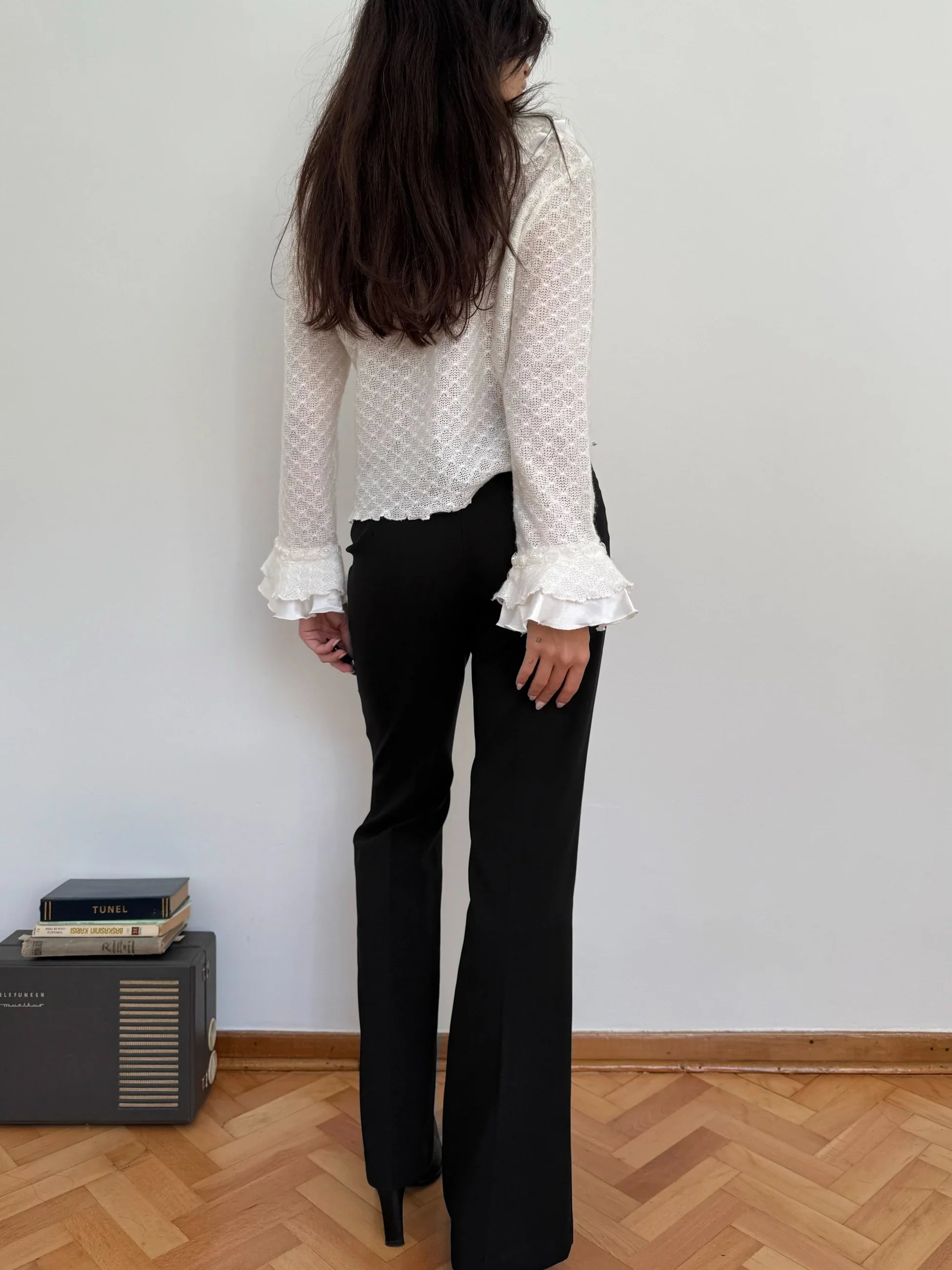 Ruffled Cream Cardigan