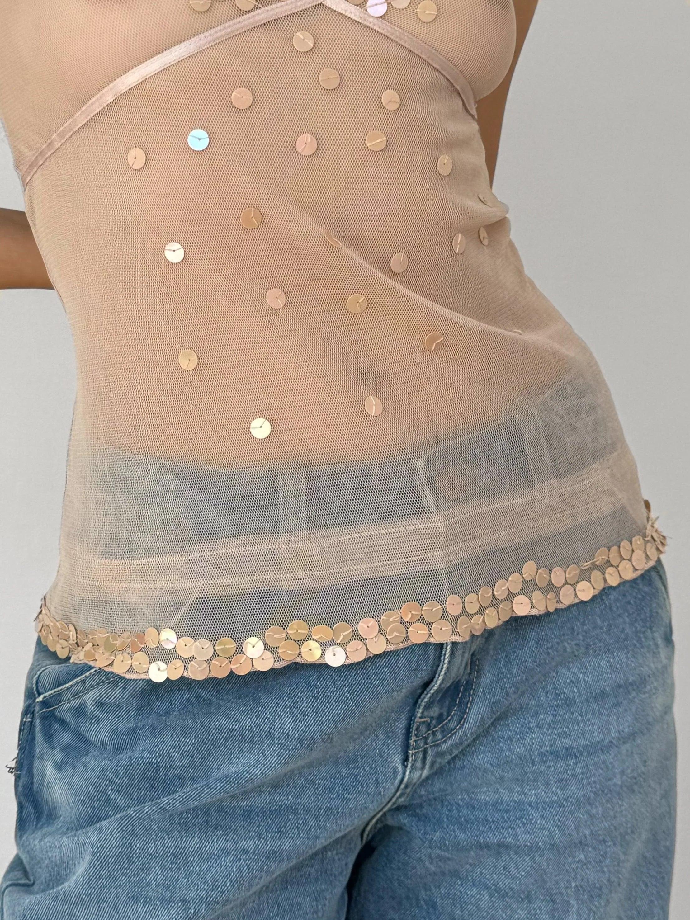 Sequin Sheer Blouse