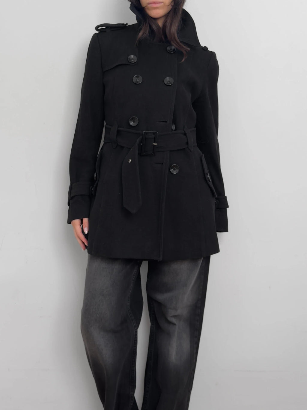 Black Wool Blend Coat