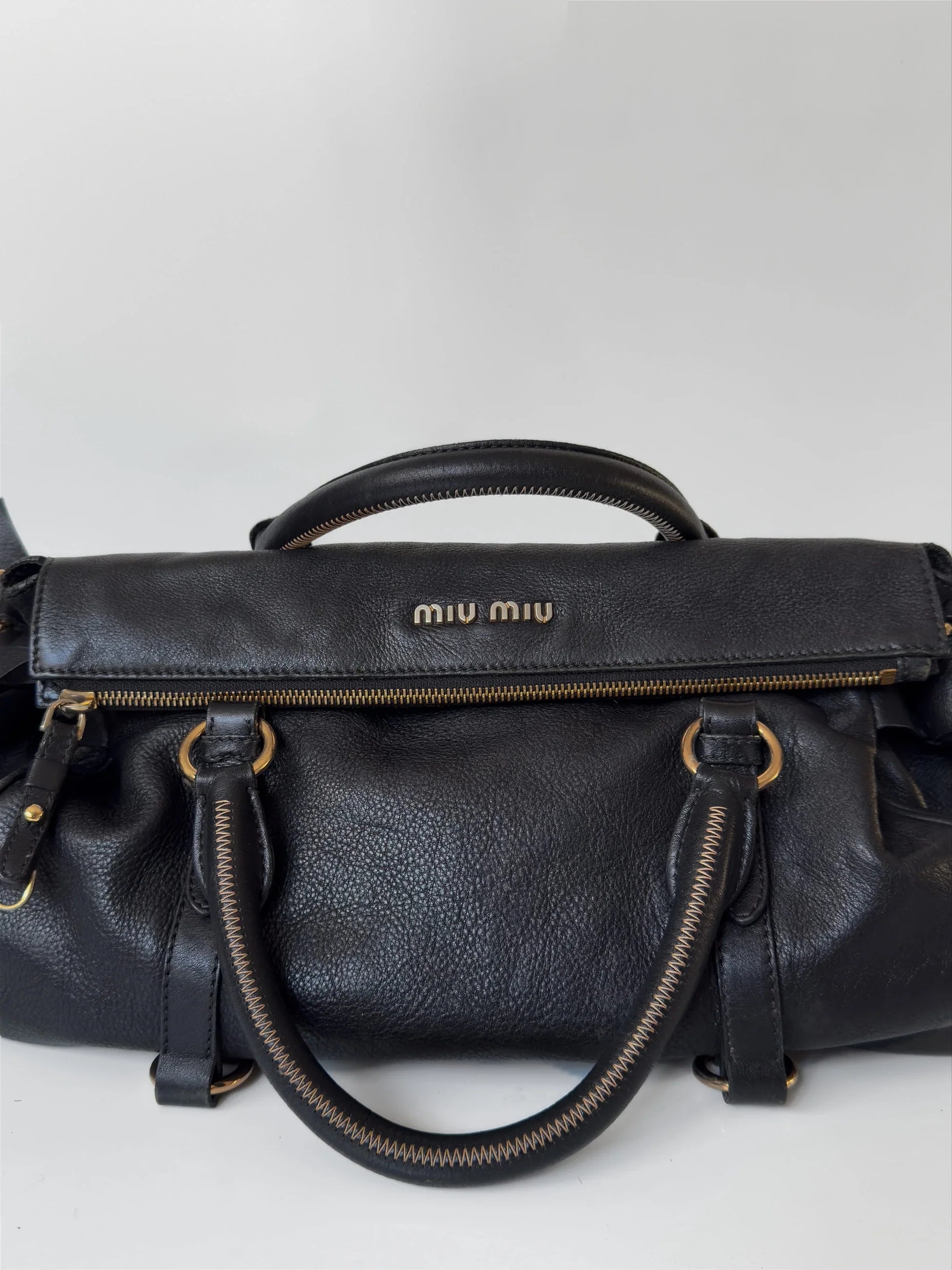 Miu Miu Vitello Lux Bow Satchel Bag