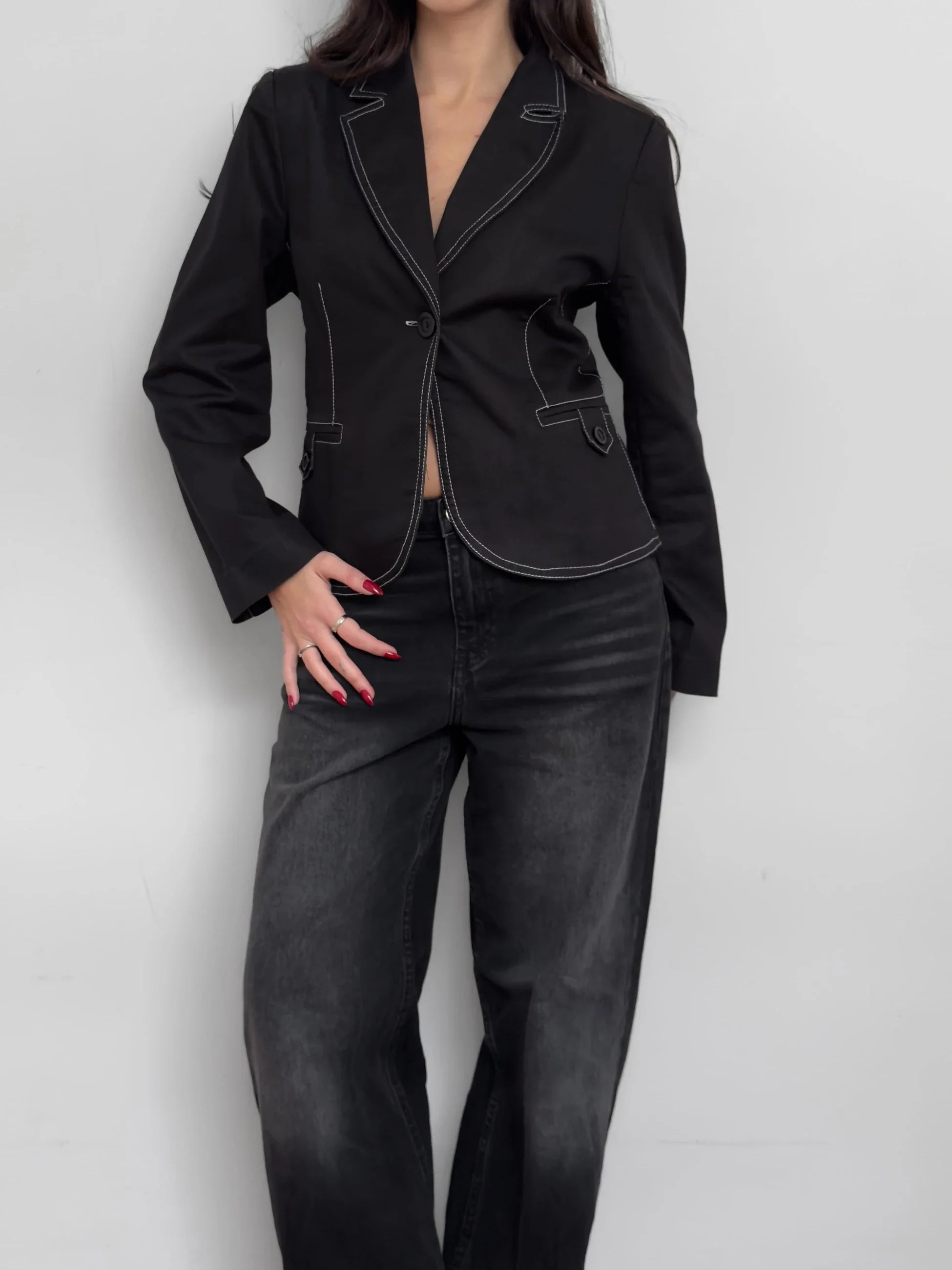 Contrast Stitched Blazer