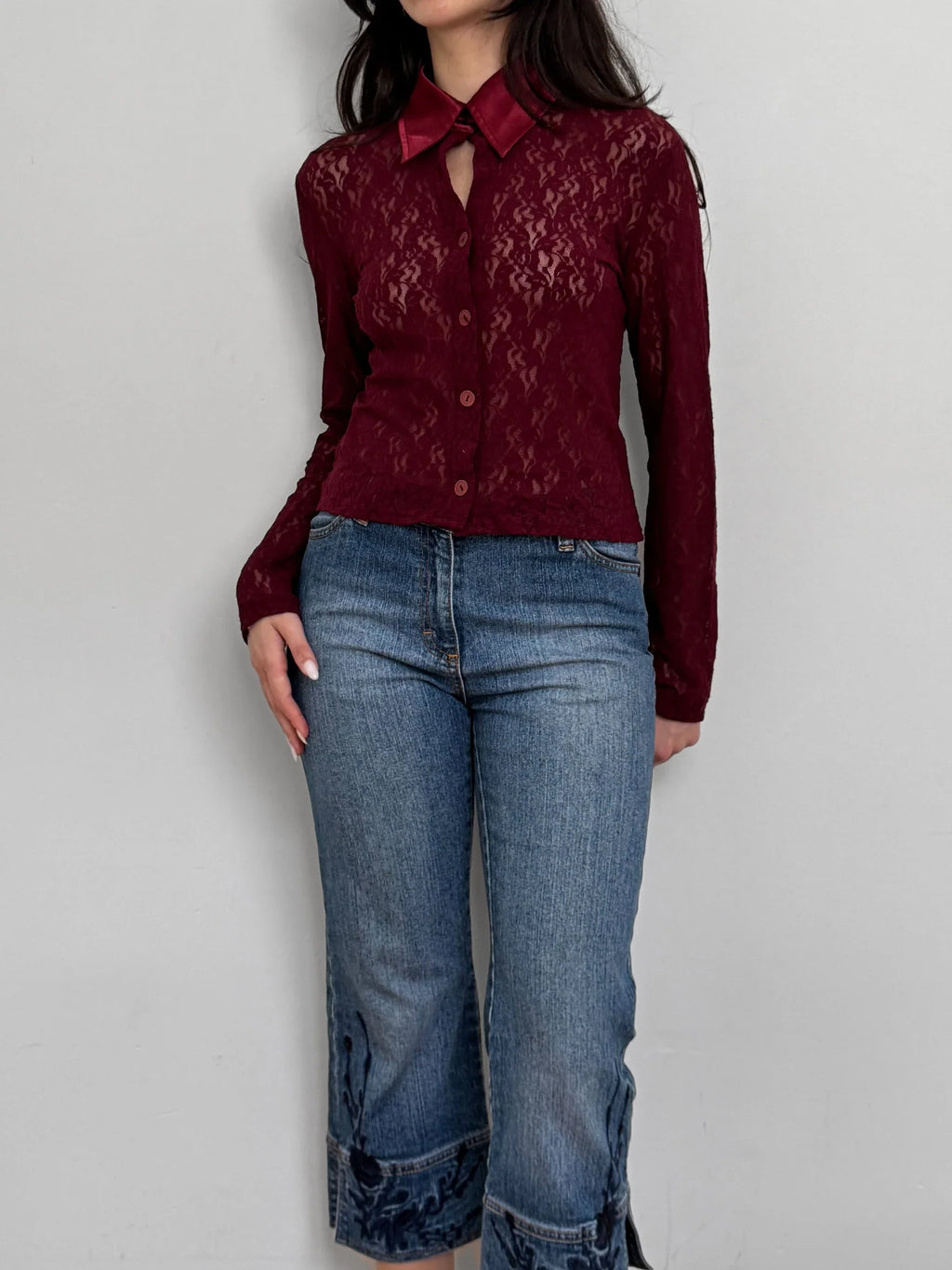 Burgundy Lace Shirt