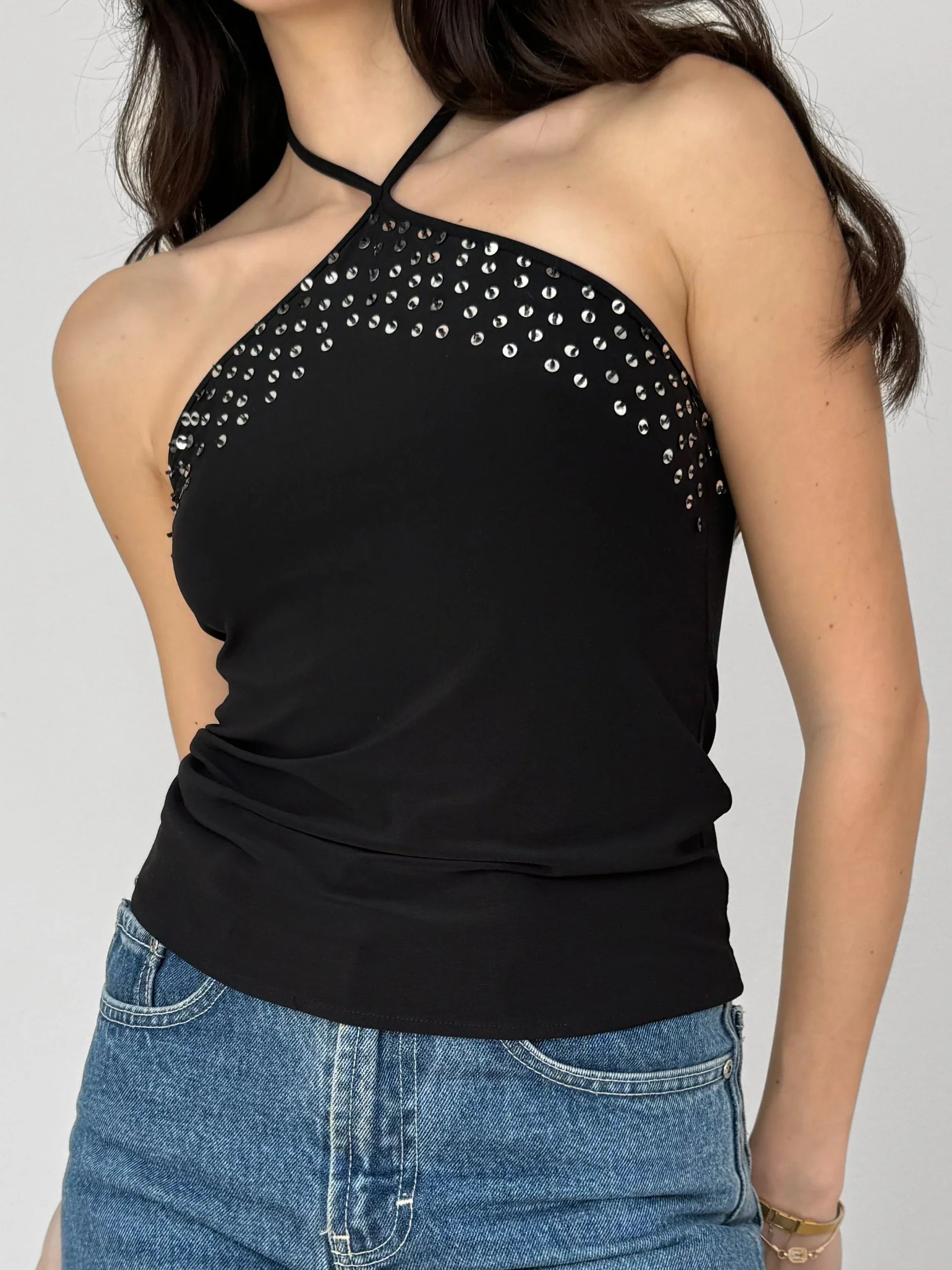 Black Sequin Blouse
