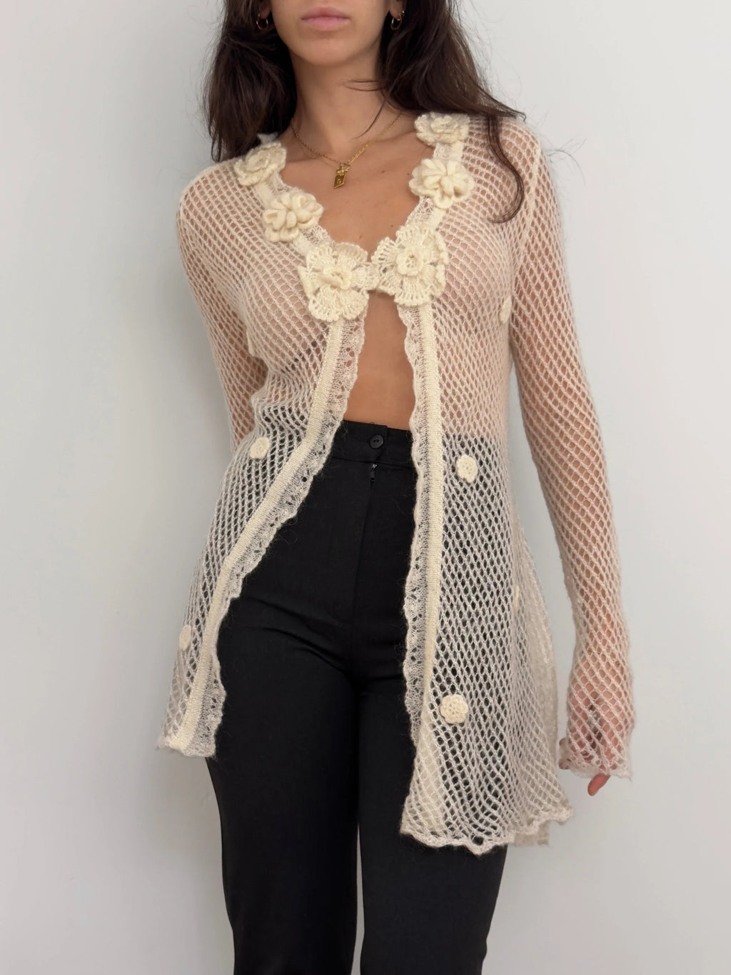 Pointelle Mohair Cardigan
