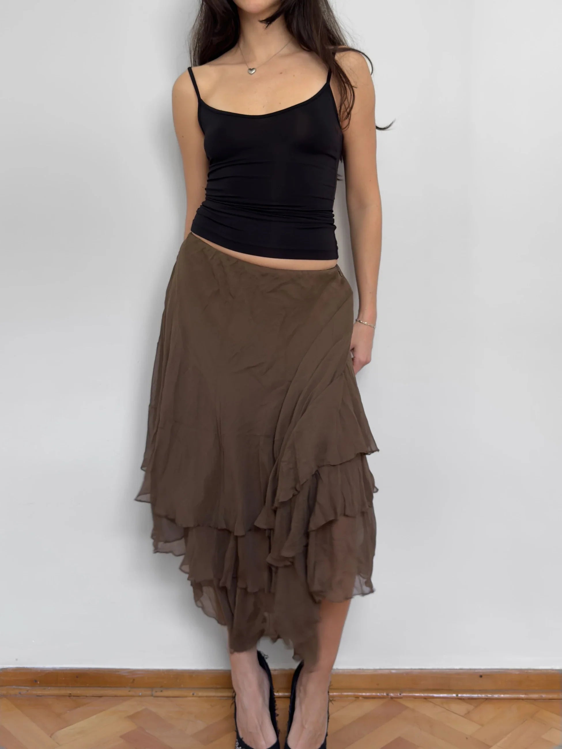 Brown Silk Skirt