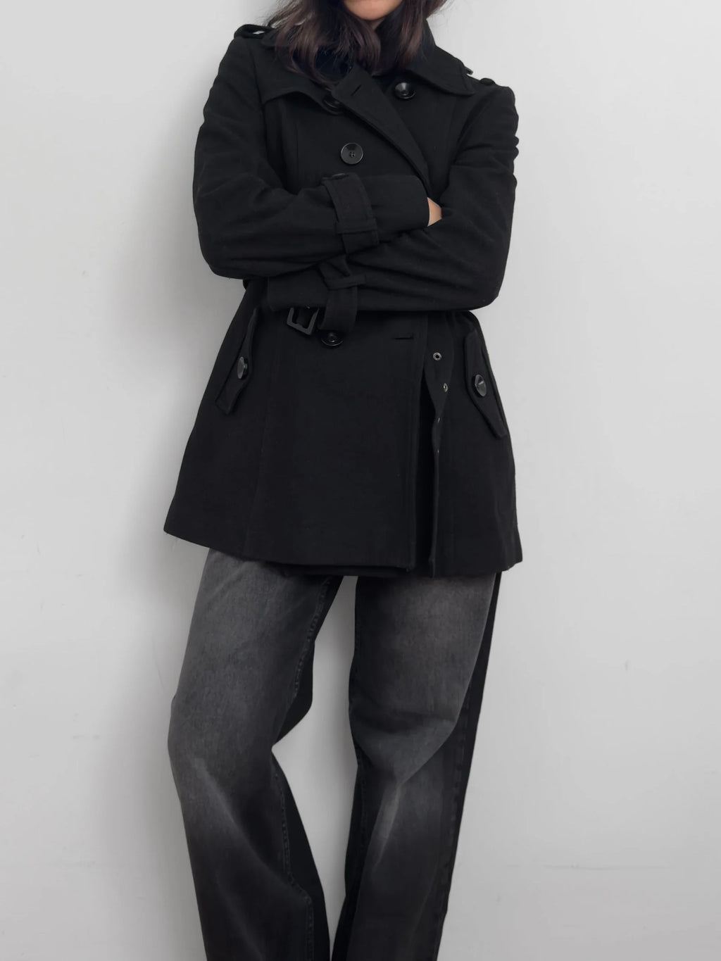 Black Wool Blend Coat