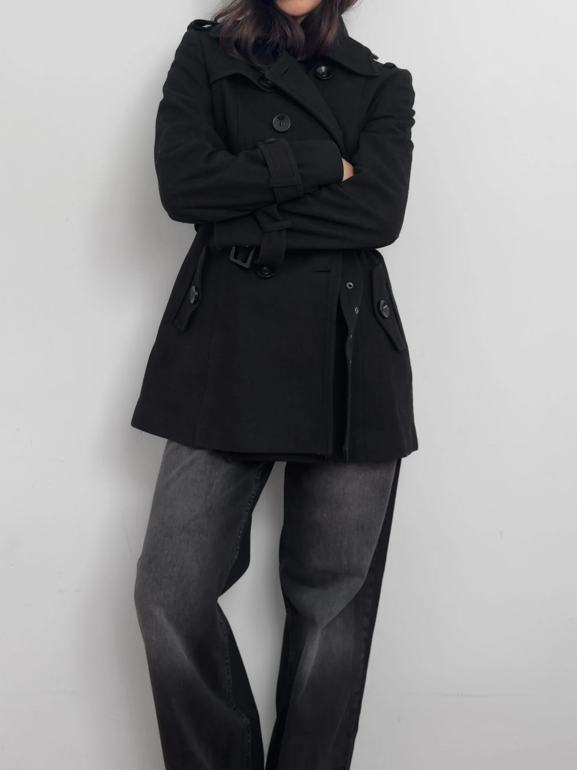 Black Wool Blend Coat