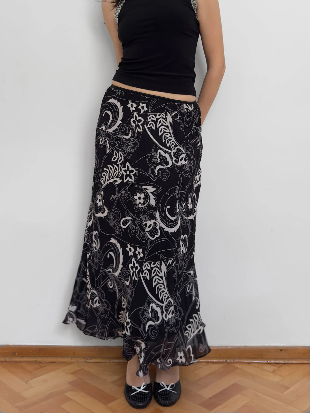 Patterned Chiffon Skirt