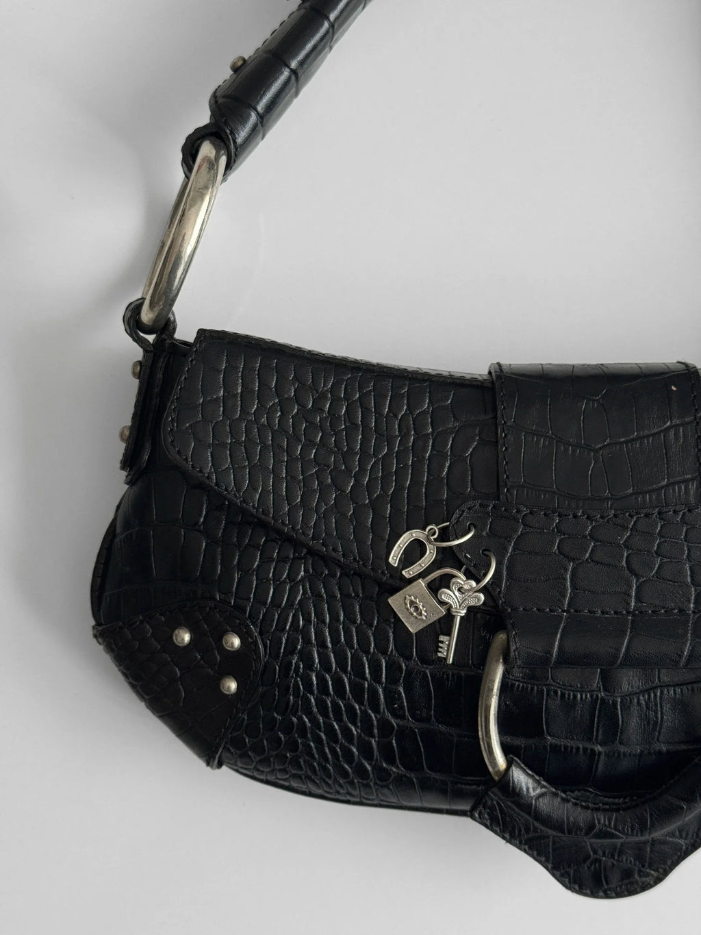 Charm-Detailed Leather Bag