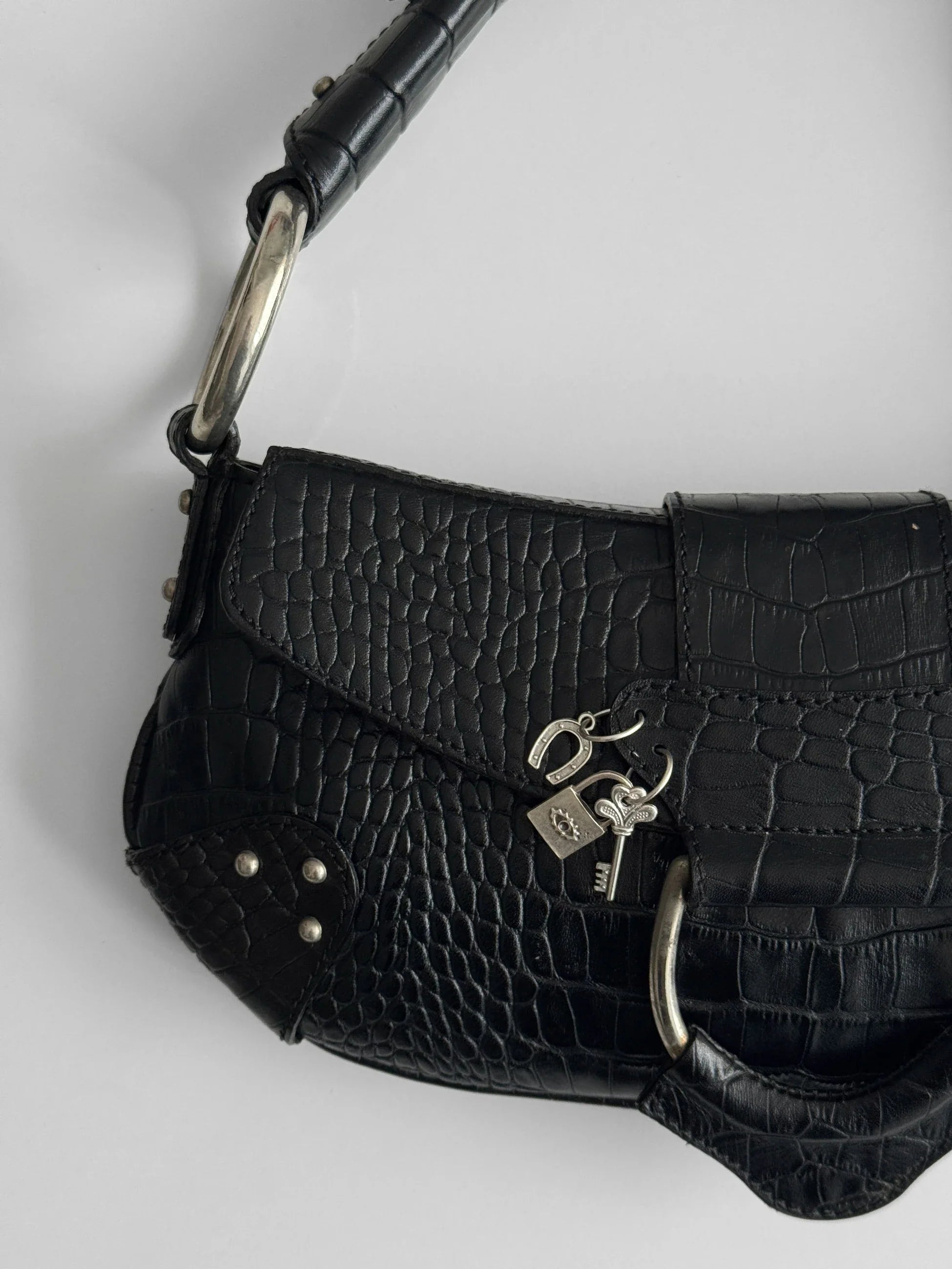 Charm-Detailed Leather Bag