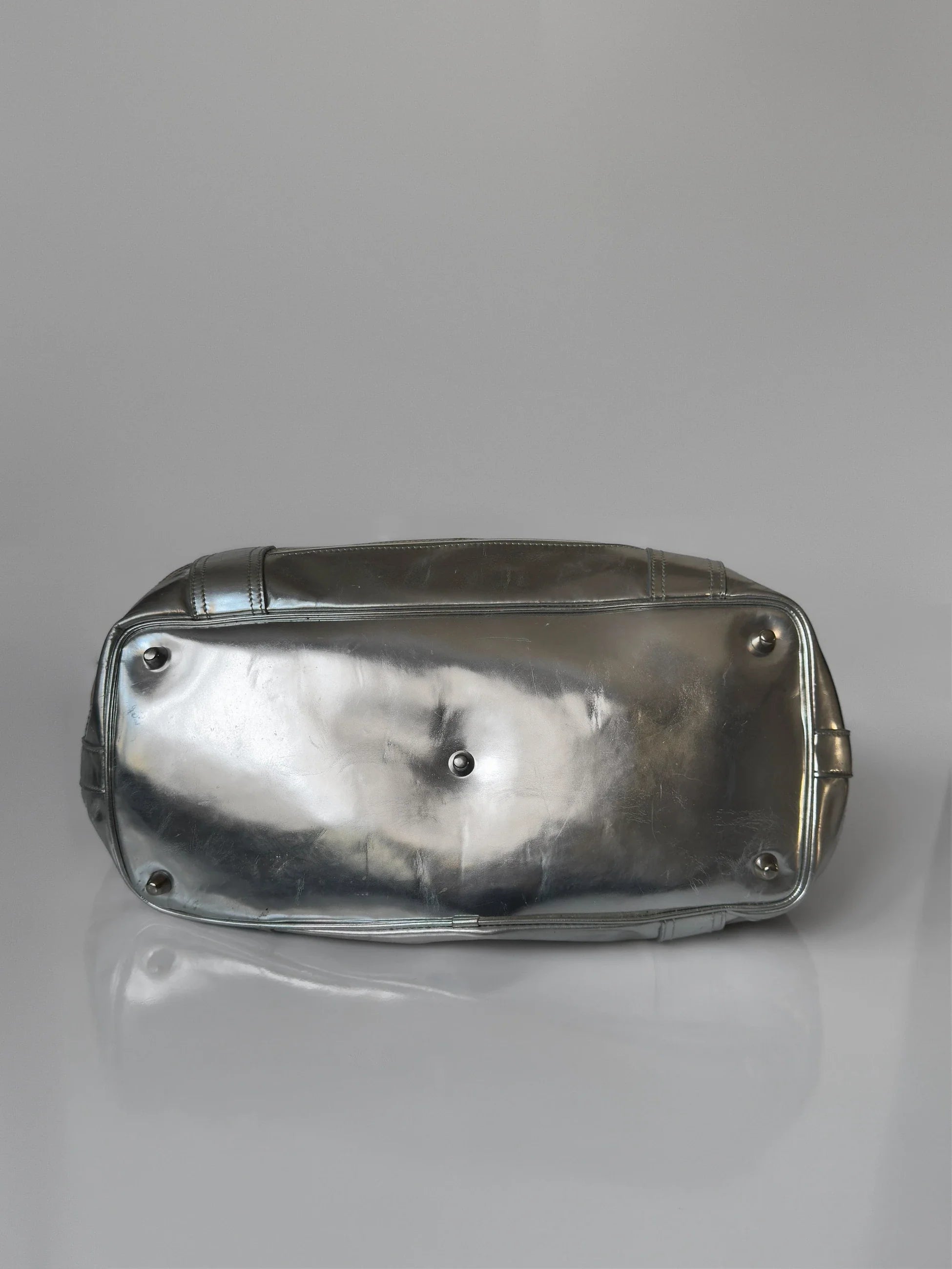 Burberry Sliced Check Silver Leather Bag