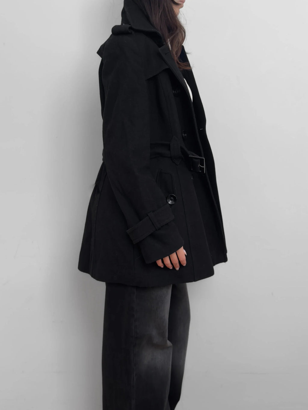 Black Wool Blend Coat