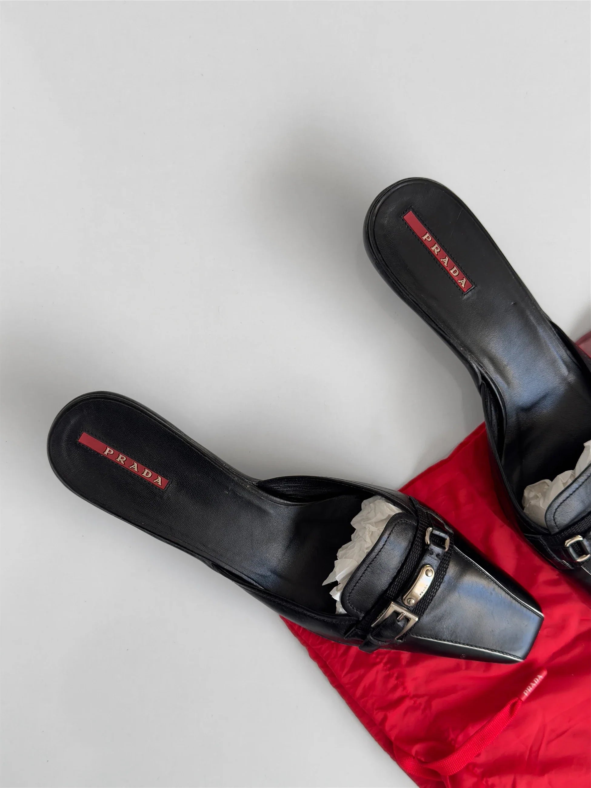 Prada Rubber-Sole Leather Mules