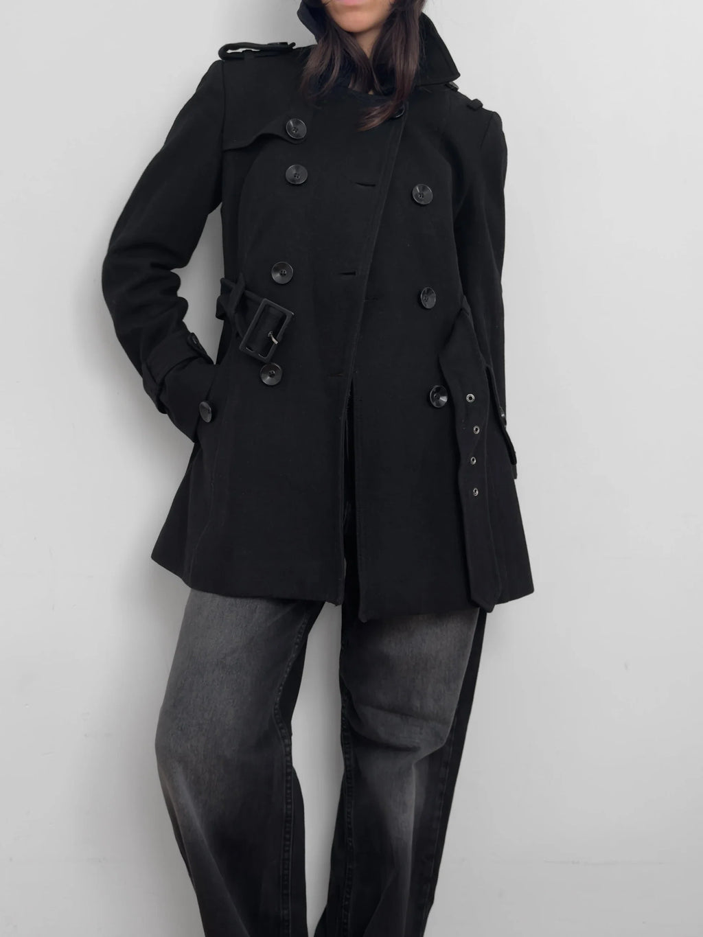 Black Wool Blend Coat