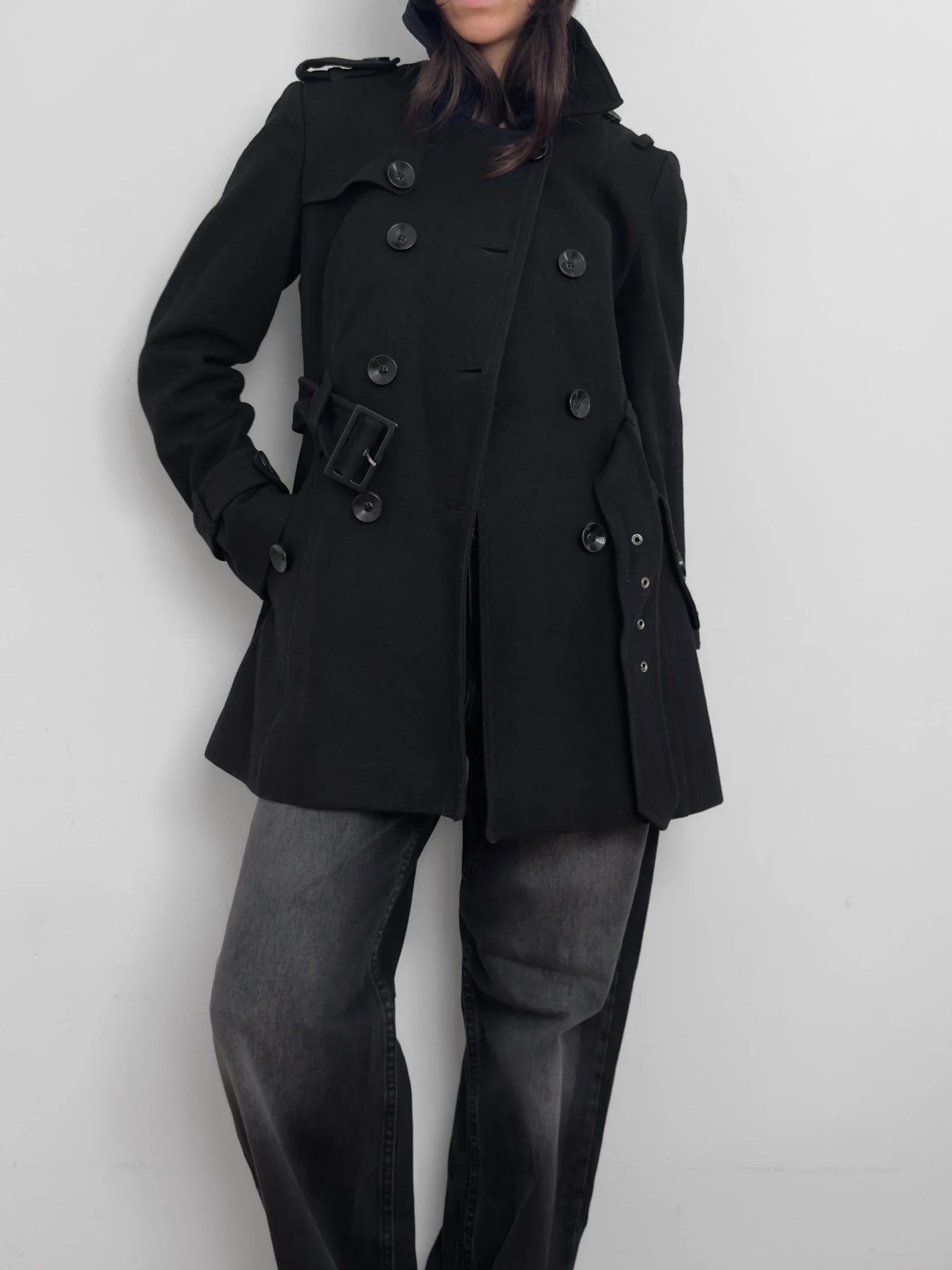 Black Wool Blend Coat