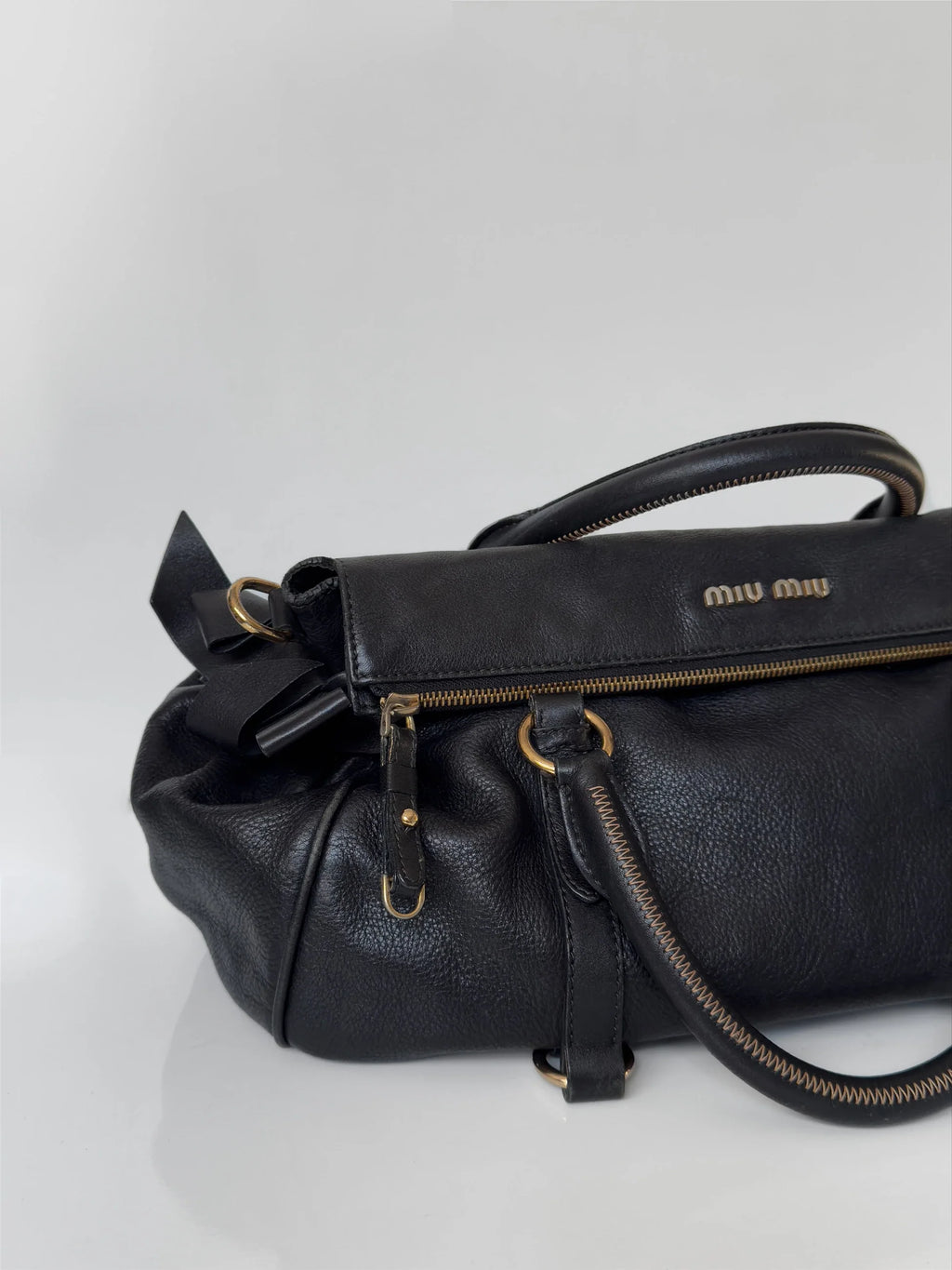 Miu Miu Vitello Lux Bow Satchel Bag