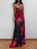 Patterned Satin Evening Dress