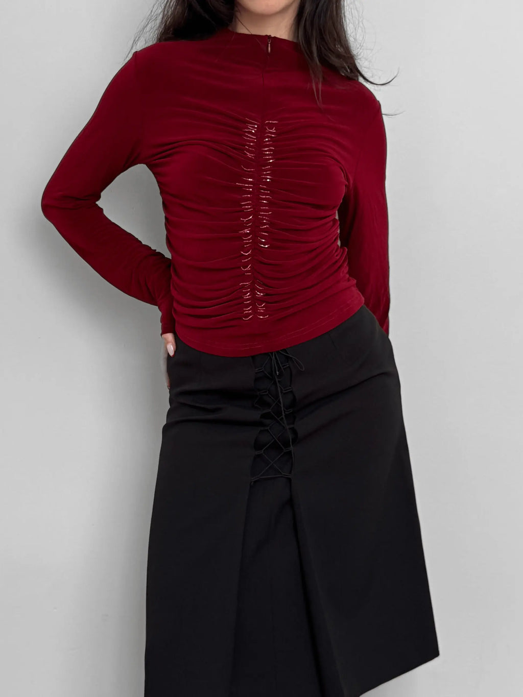 Zipped Jersey Blouse