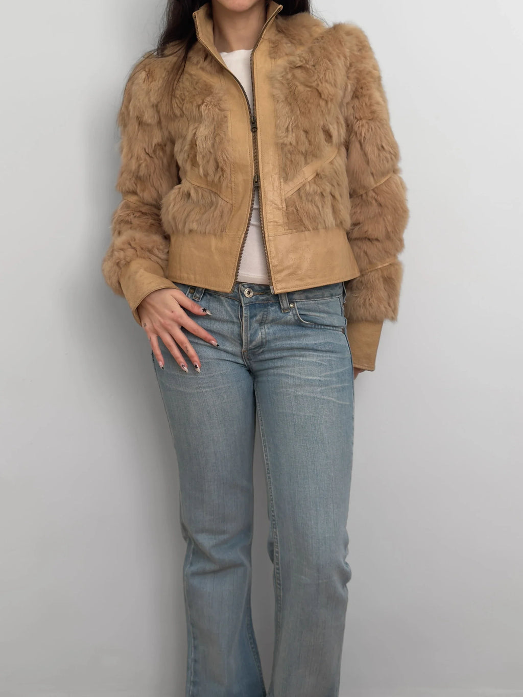Fur-Trimmed Leather Coat