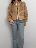 Fur-Trimmed Leather Coat