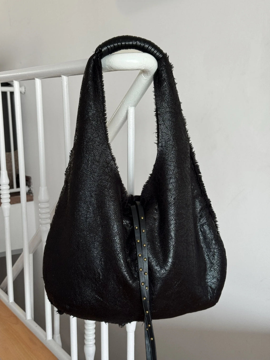 Fur-Trimmed Shoulder Bag